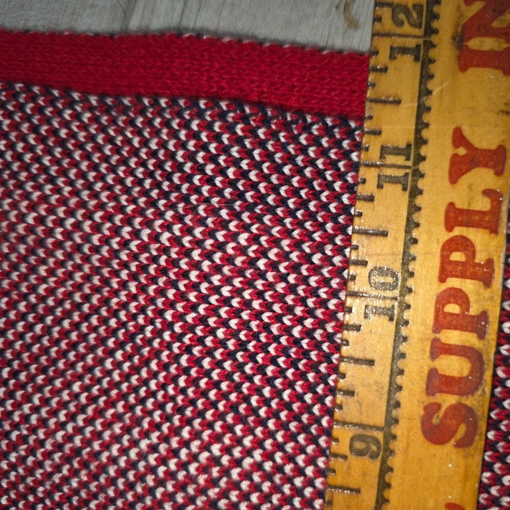 Vtg Stars &‎ Stripes American Flag Knit Table Runner Red White Blue Made in USA